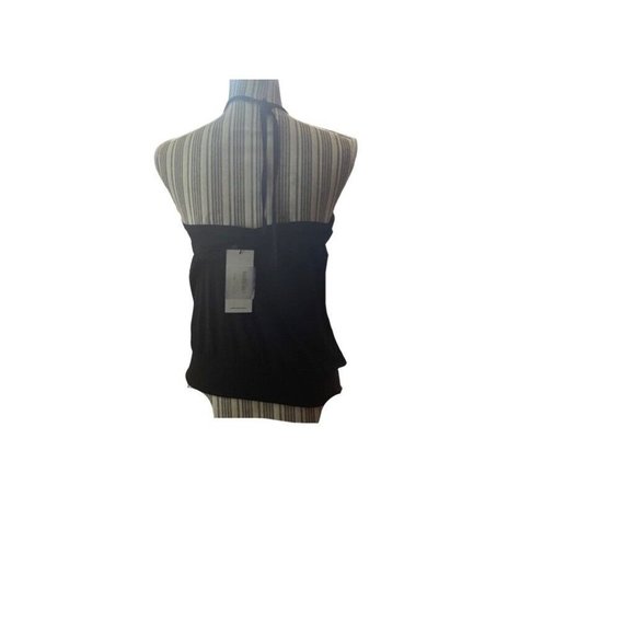 Club Halter Top Black Blouse Spaghetti Embellished Rhinestone Party Vintage - Picture 3 of 9